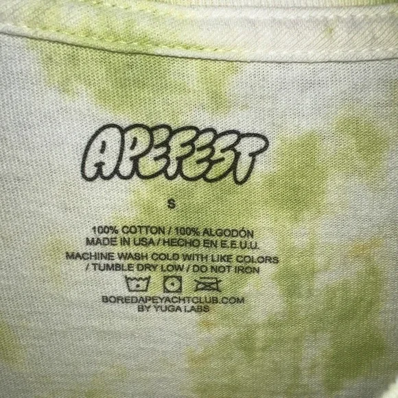 Ape Fest 2022 Bored Ape Yacht Club Shirt Men Sz S Yellow Tie Dye Long Sleeve Tee - Picture 5 of 7